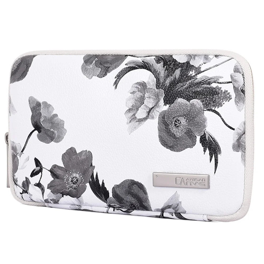 CANVASARTISAN G1-S21 Ink Wash Painting Pattern PU Leather Portable Carrying Bag Digital Accessories Zipper Storage Case Phone Pouch - White - 3