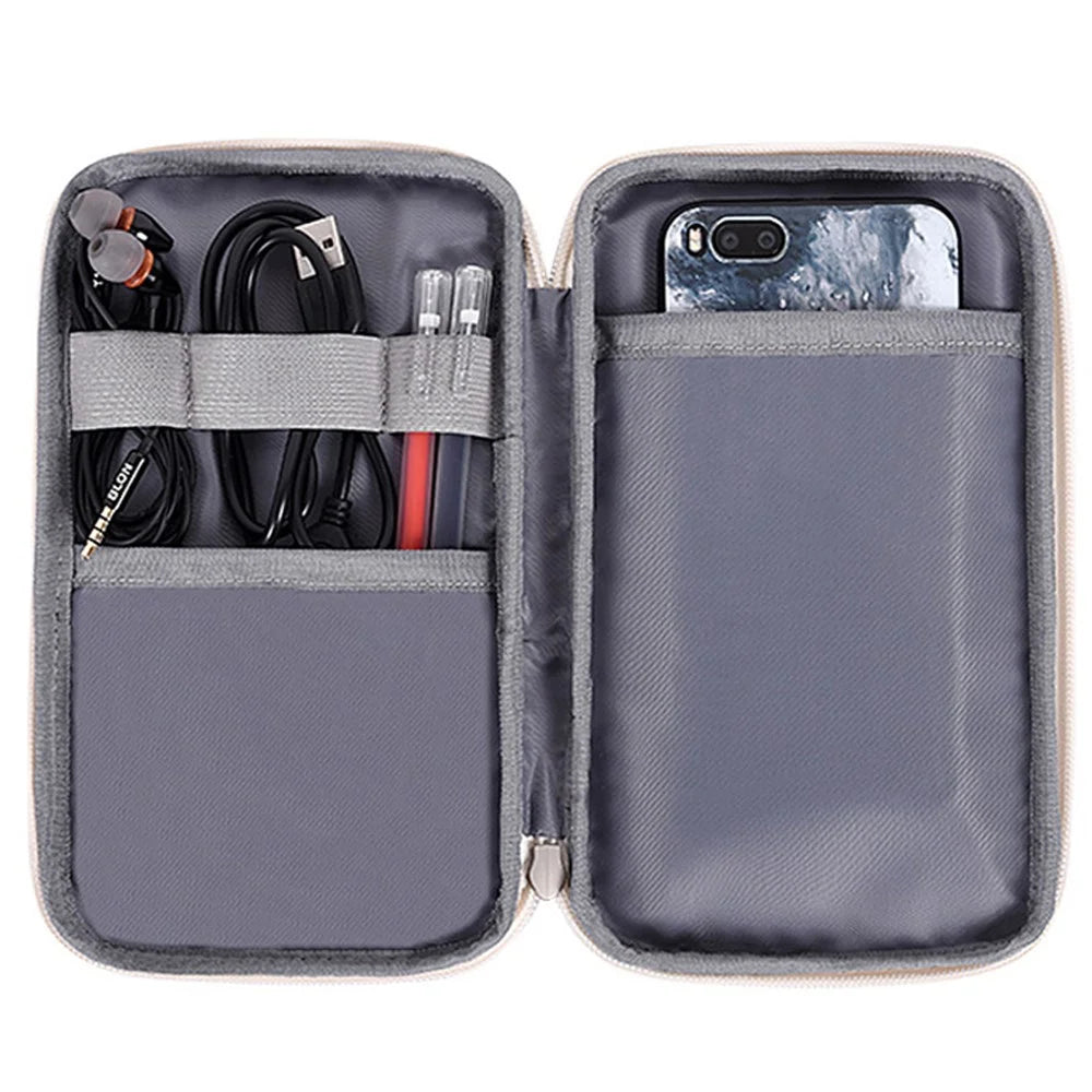 CANVASARTISAN G1-S21 Ink Wash Painting Pattern PU Leather Portable Carrying Bag Digital Accessories Zipper Storage Case Phone Pouch - White - 4