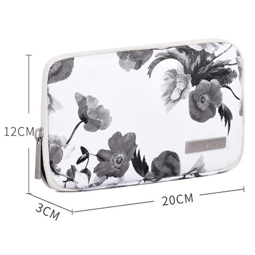CANVASARTISAN G1-S21 Ink Wash Painting Pattern PU Leather Portable Carrying Bag Digital Accessories Zipper Storage Case Phone Pouch - White - 6