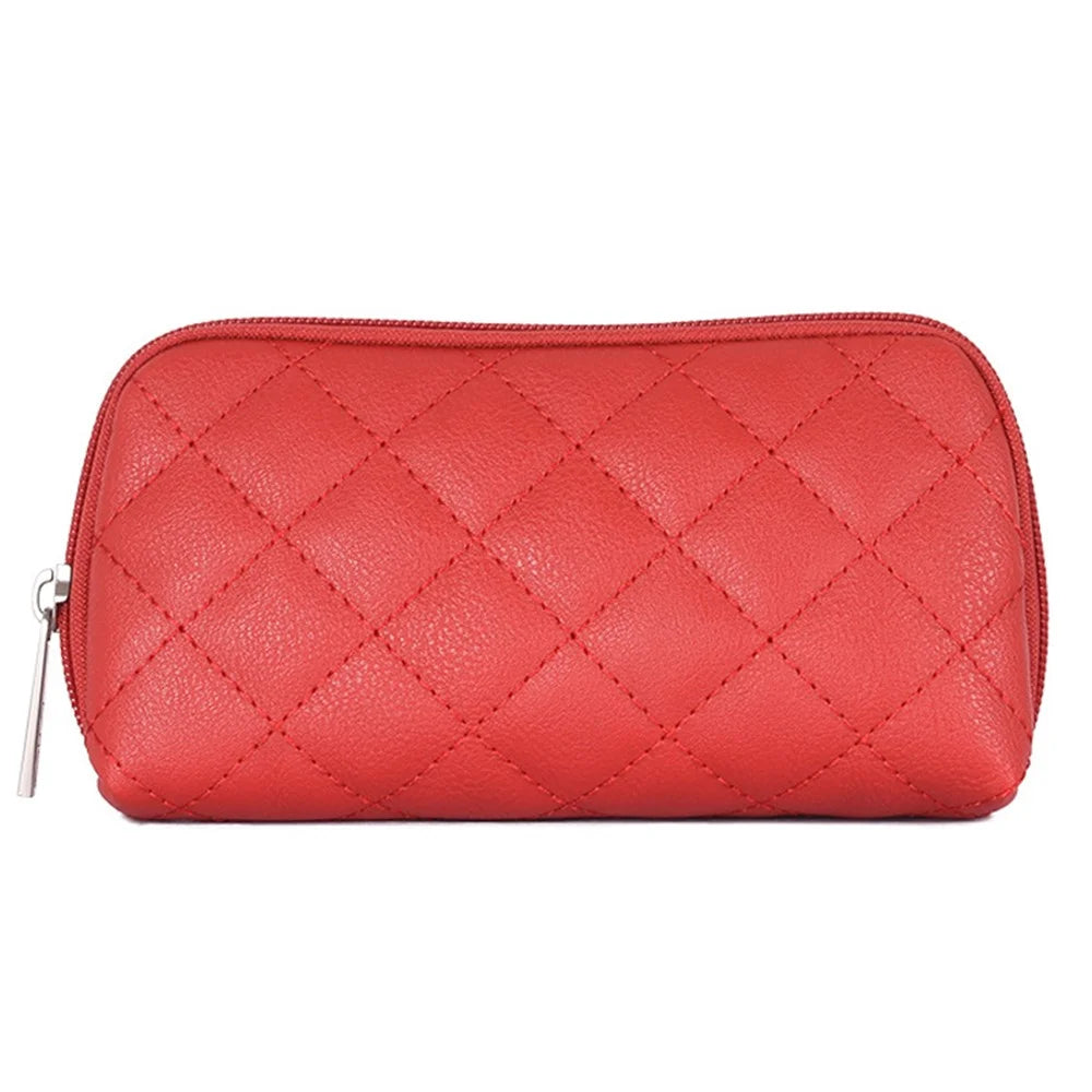 CANVASARTISAN L19-53 Leather Texture Digital Accessories Storage Bag Rhombus Grid Pattern Phone Charger Power Bank Mouse Carrying Pouch Case - Red - 1
