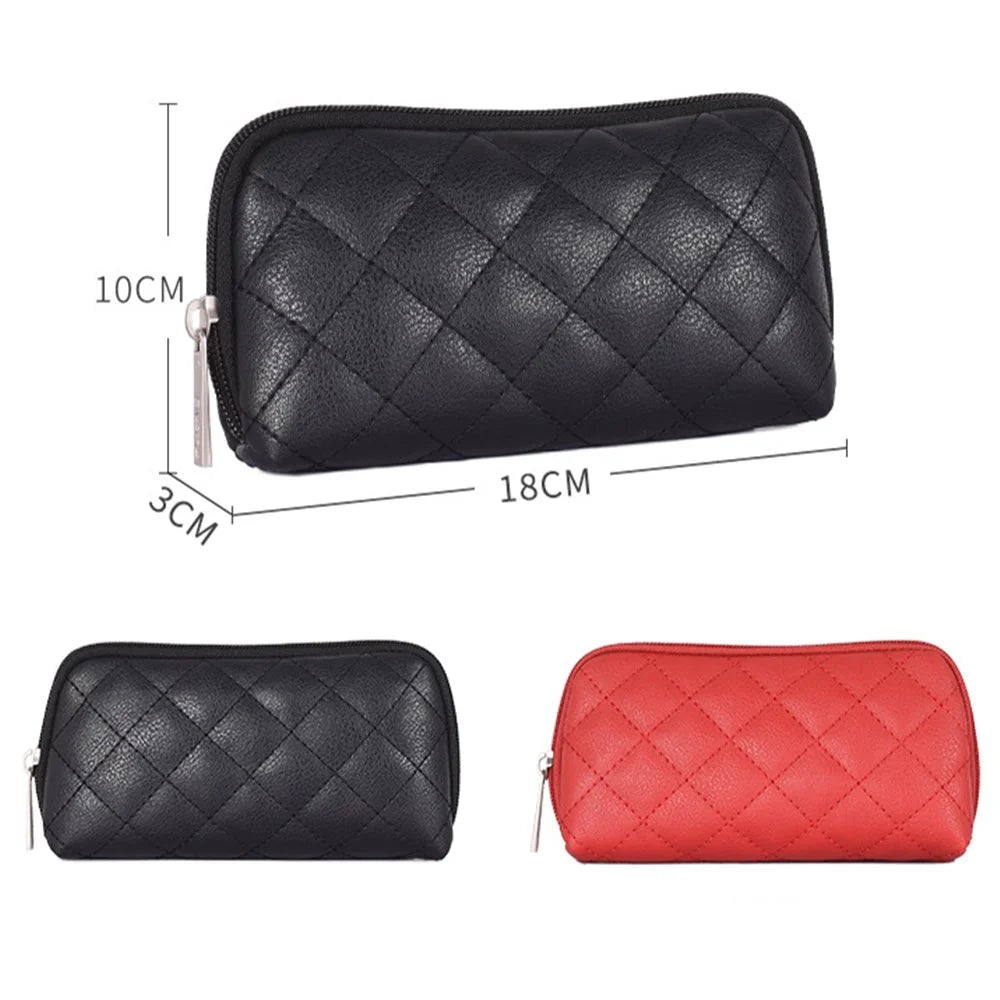 CANVASARTISAN L19-53 Leather Texture Digital Accessories Storage Bag Rhombus Grid Pattern Phone Charger Power Bank Mouse Carrying Pouch Case - Red - 5