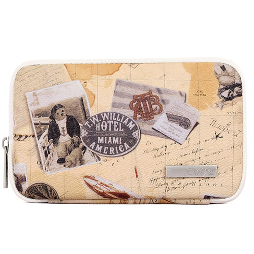 CANVASARTISAN G3-S21 Retro Postcard Pattern PU Leather Power Bank Mouse Carrying Bag Digital Accessories Zipper Storage Case Phone Pouch - Khaki - 1