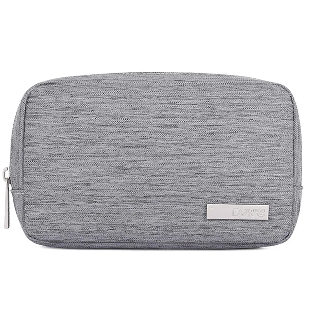 CANVASARTISAN L28-S11 Polyester Digital Accessories Zipper Storage Case Phone Mouse Carrying Bag - Light Grey - 1