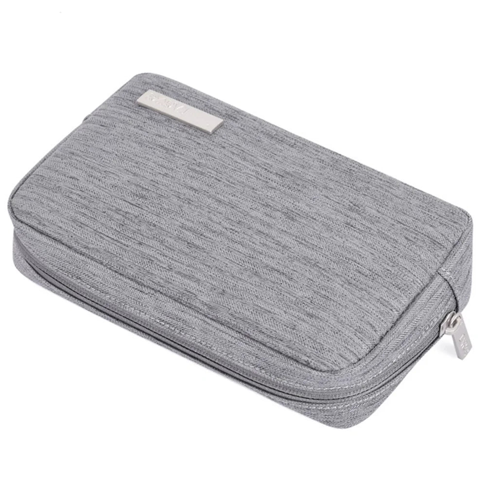 CANVASARTISAN L28-S11 Polyester Digital Accessories Zipper Storage Case Phone Mouse Carrying Bag - Light Grey - 5