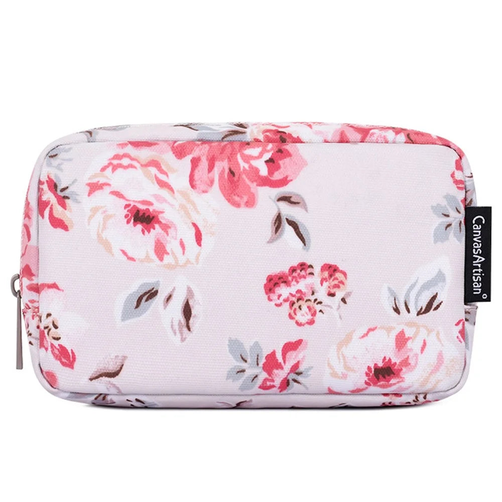 CANVASARTISAN H10-S11 Beautiful Flower Pattern Travel Cable Organizer Electronics Accessories Cases Storage Bag - 1