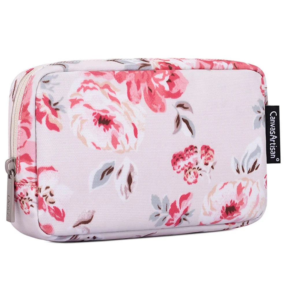 CANVASARTISAN H10-S11 Beautiful Flower Pattern Travel Cable Organizer Electronics Accessories Cases Storage Bag - 2