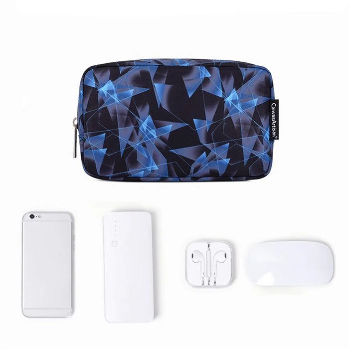 CANVASARTISAN H11-S11 Polyester Small Storage Case Diamond Textured Design Phone Mouse Carrying Bag Digital Accessories Pouch - Blue - 6