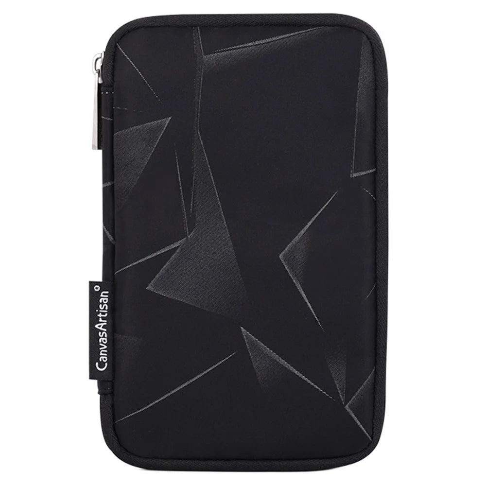 CANVASARTISAN H6-S21 Fashionable Diamond Pattern Digital Accessories Zipper Storage Case Phone Power Bank Mouse Carrying Bag - Black - 1