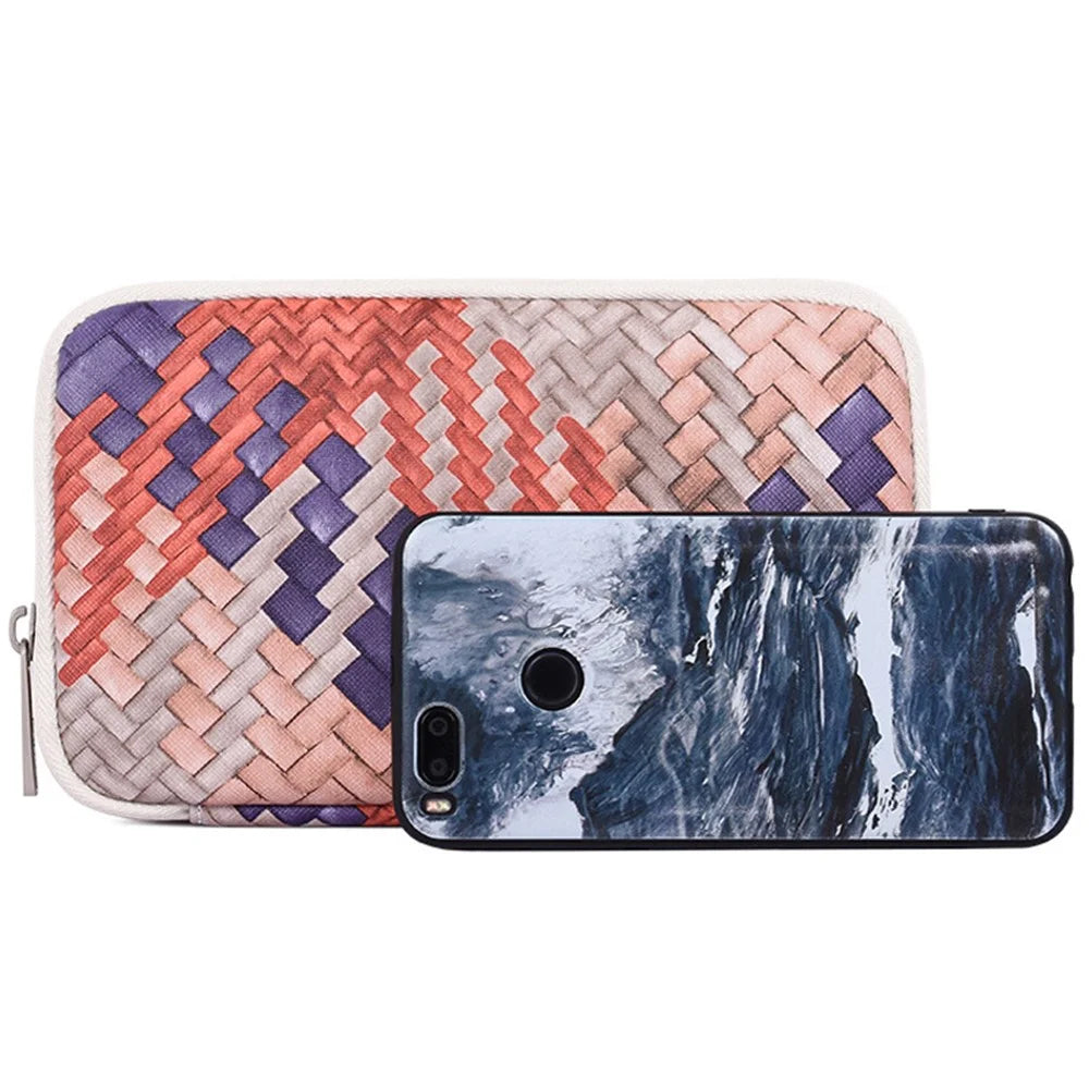 CANVASARTISAN G5-S21 Woven Texture PU Leather Digital Accessories Storage Bag Earphone Power Bank Charger Carrying Case - 5