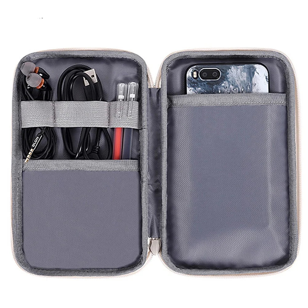 CANVASARTISAN H9-S21 Watercolor Feather Pattern Earphone Mouse Charger Digital Accessories Storage Bag Carrying Pouch - 2