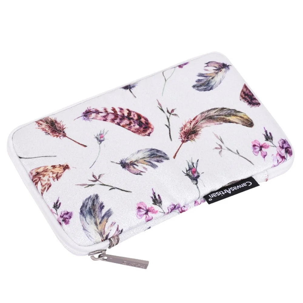 CANVASARTISAN H9-S21 Watercolor Feather Pattern Earphone Mouse Charger Digital Accessories Storage Bag Carrying Pouch - 3