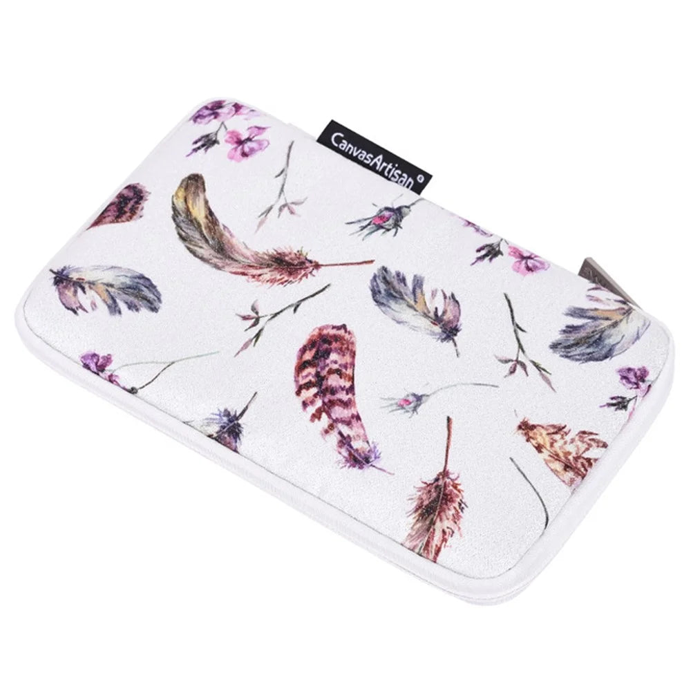 CANVASARTISAN H9-S21 Watercolor Feather Pattern Earphone Mouse Charger Digital Accessories Storage Bag Carrying Pouch - 4