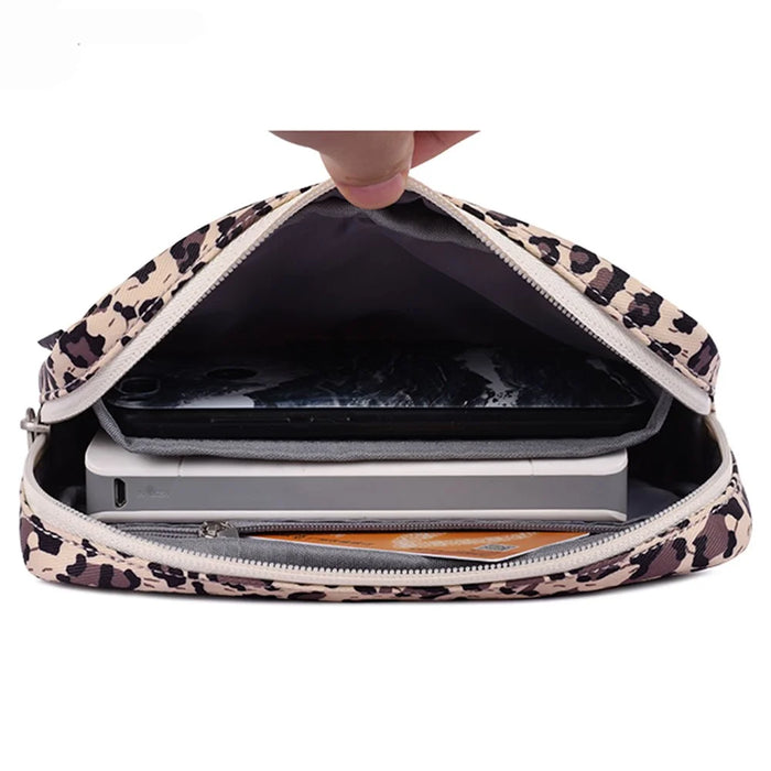 CANVASARTISAN H31-S11 Leopard Pattern Polyester Digital Accessories Zipper Storage Case Phone Mouse Carrying Bag - 5