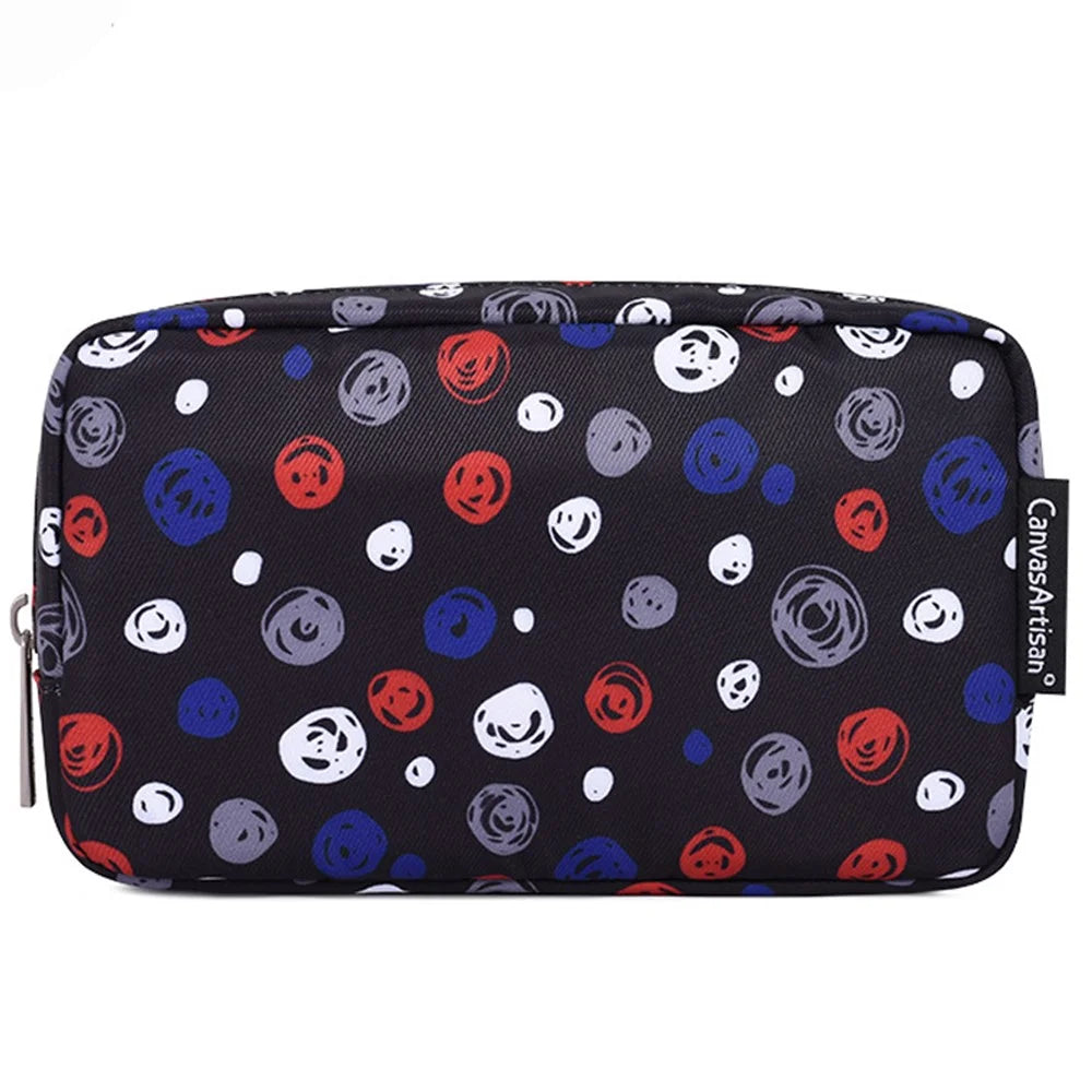CANVASARTISAN H13-S11 Polka Dot Pattern Storage Bag for Digital Accessories Phone Charger Mouse Pouch Bag - 1