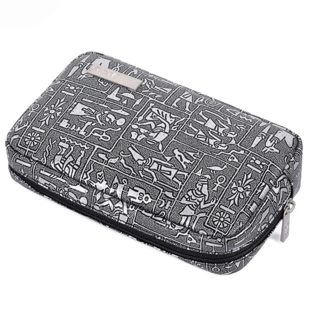CANVASARTISAN L27-S11 Egypt Style Pattern PU Leather Zipper Storage Case Phone Mouse Carrying Bag Digital Accessories Pouch - Silver - 4
