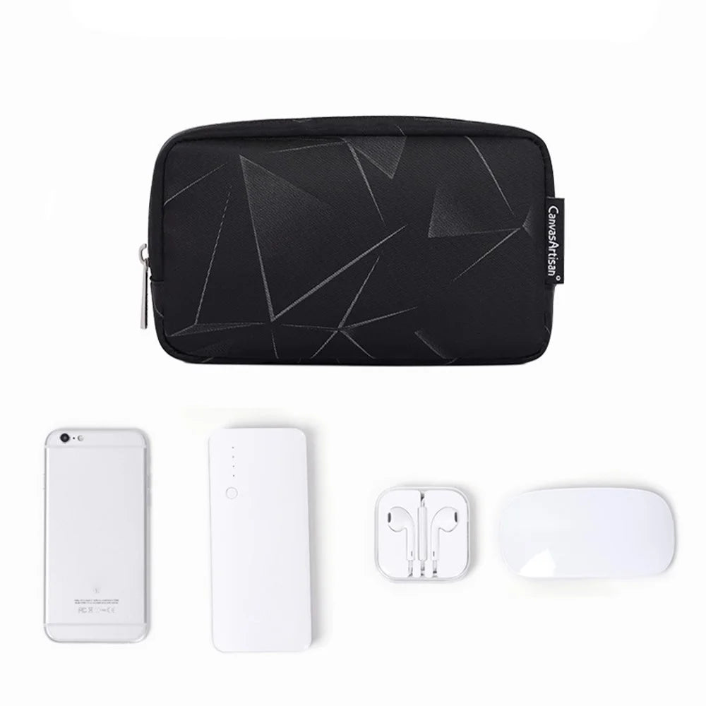 CANVASARTISAN H6-S11 3D Diamond Pattern Digital Accessories Storage Bag Pouch Phone Charger Mouse Power Bank Carrying Case - 6