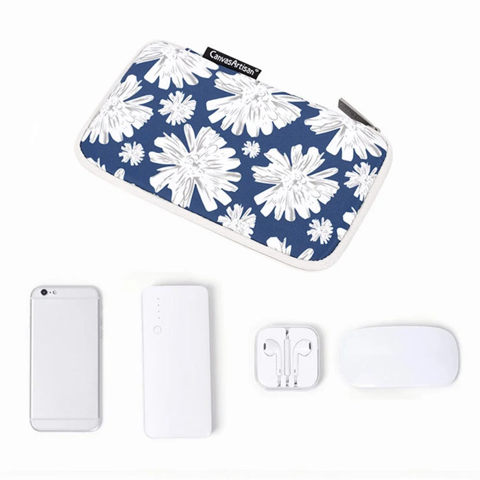 CANVASARTISAN H34-S21 Flower Pattern Mouse Charger Cable Digital Accessories Storage Bag Pouch 20x12x3cm - 3