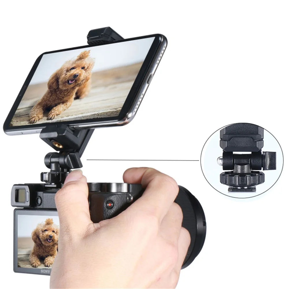 UURIG ST-06 Portable Rotatable Phone Holder Clip with Cold Shoe 1/4 Screw Hole Mount for Tripod Camera - 4