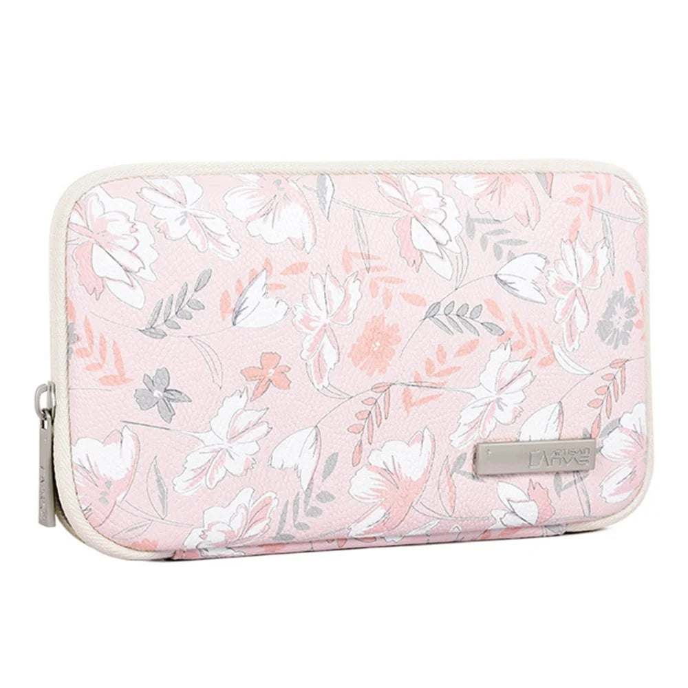 CANVASARTISAN G4-S21 Leaf Flower Pattern Digital Accessories Storage Bag Case for Phone Mouse Earphone Pouch - 1