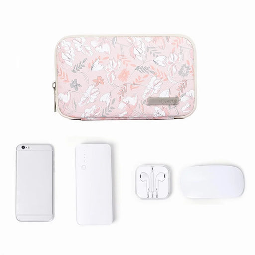 CANVASARTISAN G4-S21 Leaf Flower Pattern Digital Accessories Storage Bag Case for Phone Mouse Earphone Pouch - 2