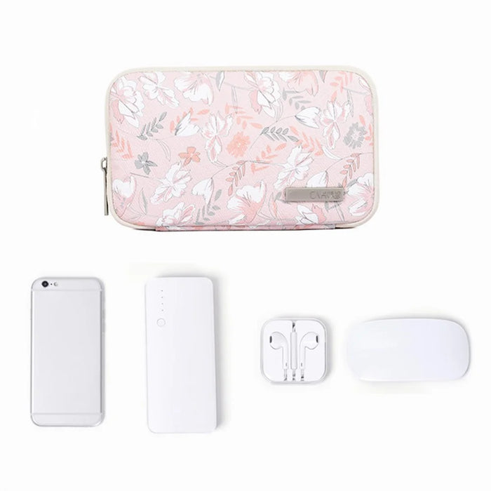 CANVASARTISAN G4-S21 Leaf Flower Pattern Digital Accessories Storage Bag Case for Phone Mouse Earphone Pouch - 2
