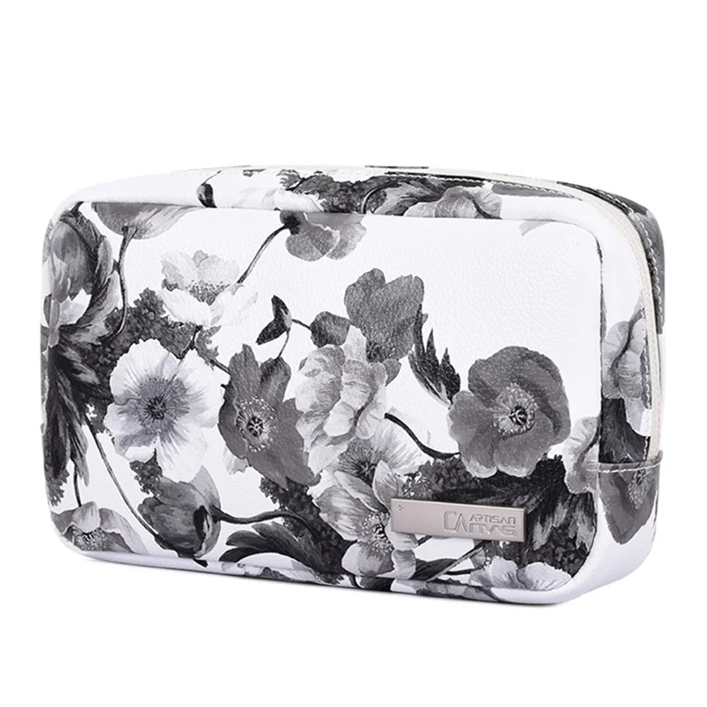 CANVASARTISAN G1-S11 Digital Accessories Storage Bag Watercolor Flower Pattern Zipper Carrying Case for Phone Charger Mouse - 2