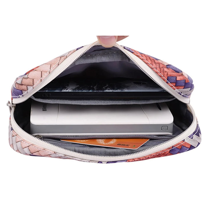 CANVASARTISAN G5-S11 Digital Accessories Woven Texture Storage Bag Power Bank Charger Earphone Phone PU Leather Carrying Case - 3