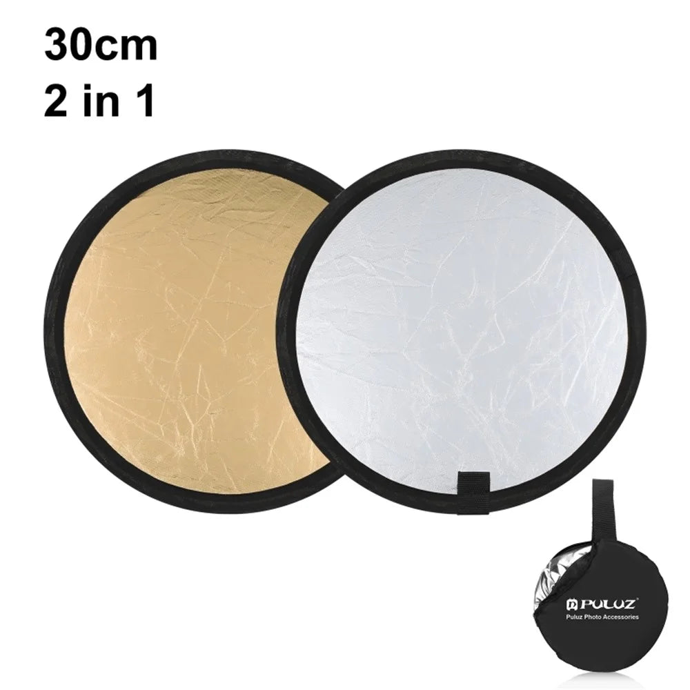 PULUZ PU5103 2 in 1 Gold and Silver Reflector Board Collapsible 30cm Reflector Photography Tool - 2
