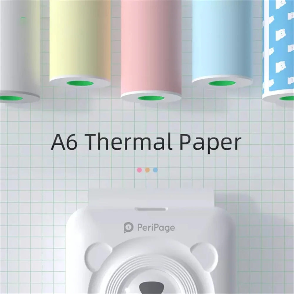PERIPAGE A6 2nd Thermal Printer for Student Mobile Phone Photo HD 304dpi Bluetooth-compatible Portable Mini Printer for Label Handbook - White - 2