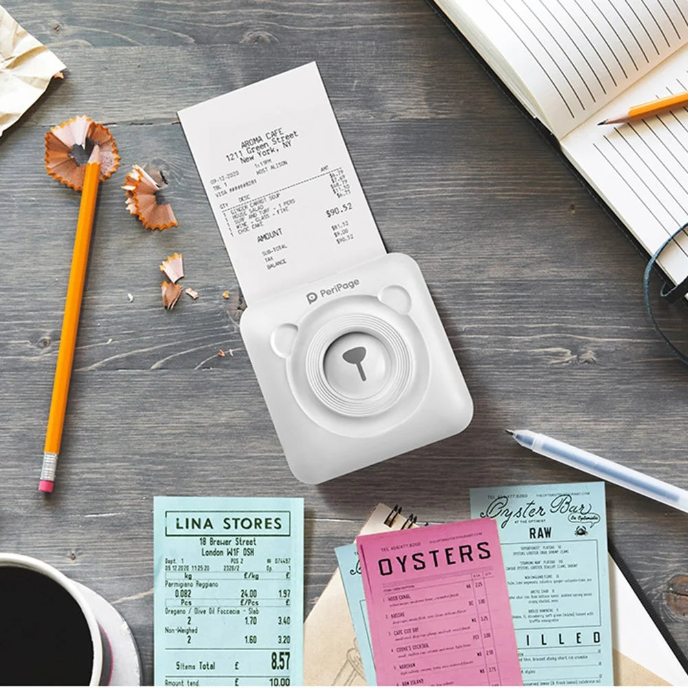 PERIPAGE A6 2nd Thermal Printer for Student Mobile Phone Photo HD 304dpi Bluetooth-compatible Portable Mini Printer for Label Handbook - White - 5