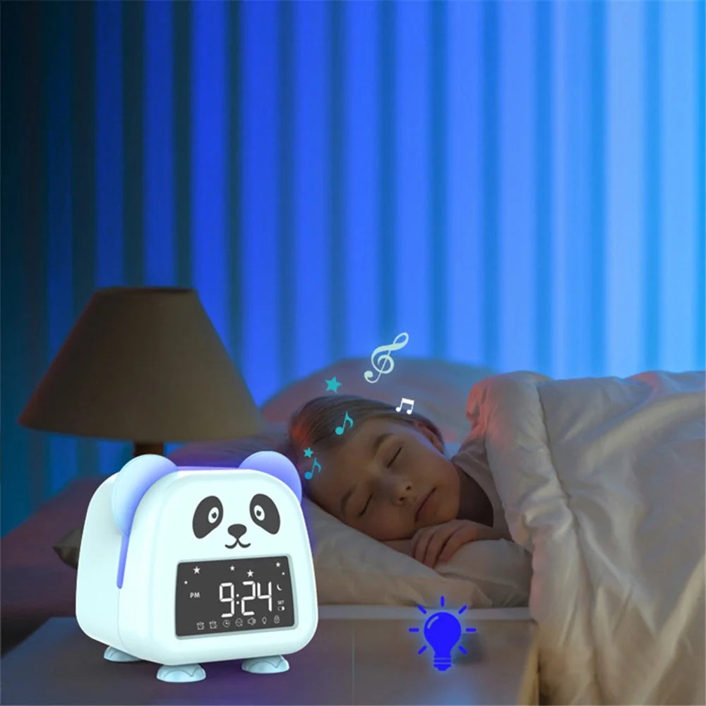 JS2726E Cute Cartoon Panda Kids Digital Clock Children Sleep Training Alarm Clock with LED Night Light - Baby Blue - 4
