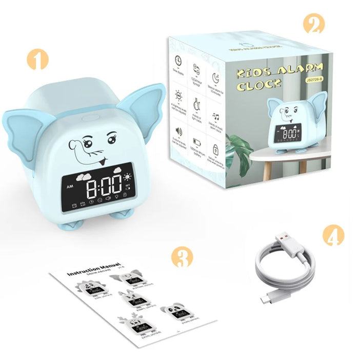 JS2726B Cute Elephant-shaped Alarm Clock Creative Electronic Clock Multifunction Sleep Training Snooze Tool - 4