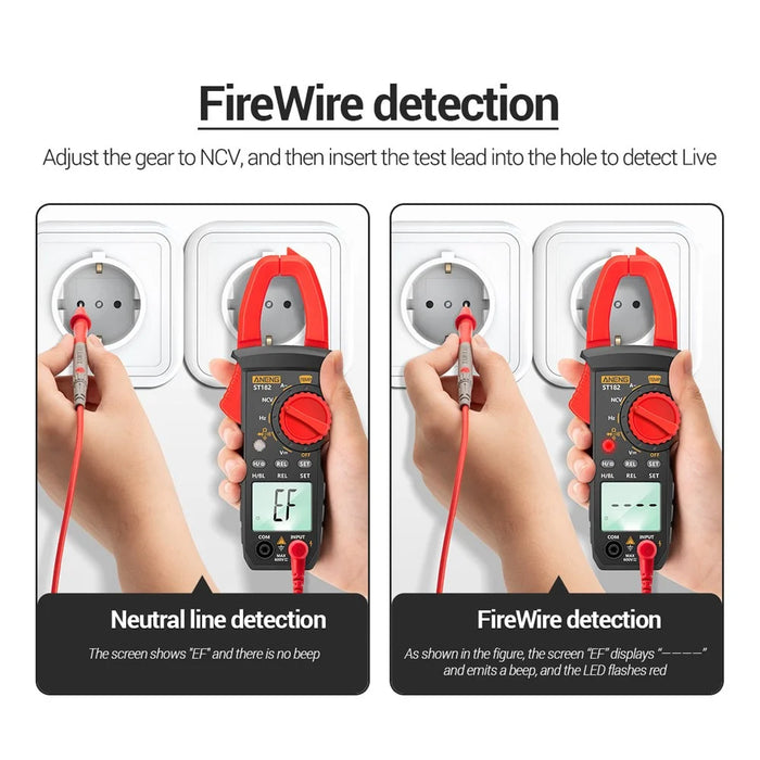 ANENG ST182 Digital Clamp Meter Multimeter DC/AC Current 4000 Counts Ammeter Voltage Tester Car Amp Hz Capacitance NCV Ohm Test Tool - 5