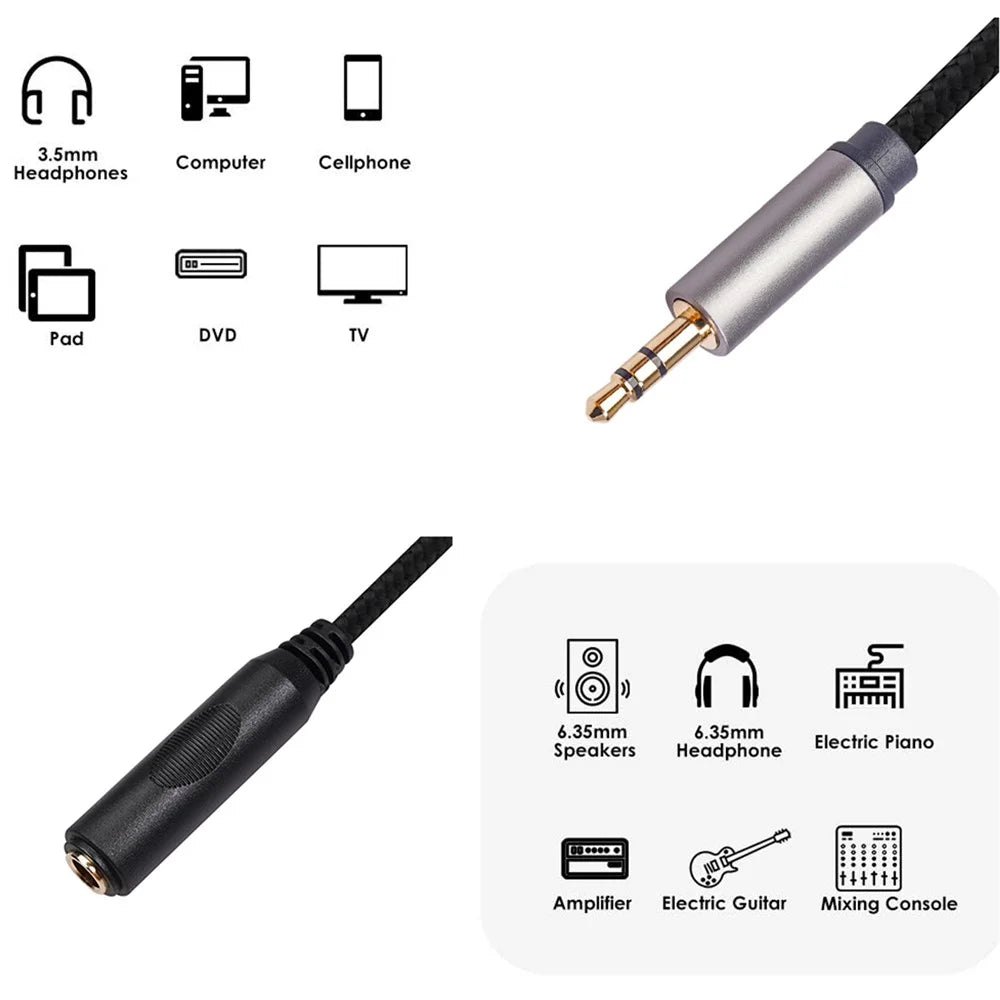 2Pcs/Set 3662B-02-03 3.5mm Male to 6.35mm Female 1/8 to 1/4 Stereo Audio Adapter for Amplifiers Guitar Piano Home Theater Devices - 6