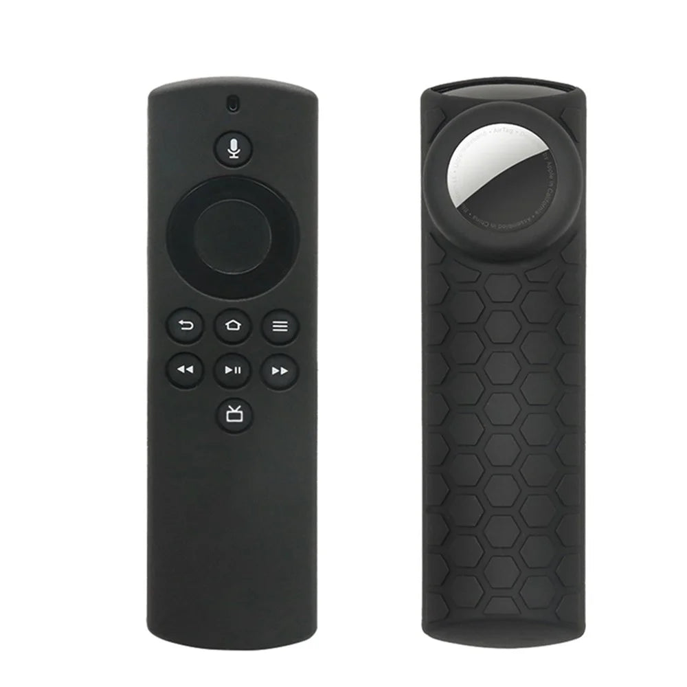 For Amazon Alexa Fire TV Stick Lite + AirTag 2-in-1 Washable Flexible Silicone Case - Black - 1