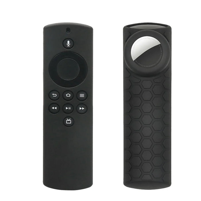 For Amazon Alexa Fire TV Stick Lite + AirTag 2-in-1 Washable Flexible Silicone Case - Black - 1