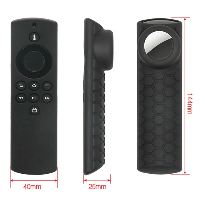 For Amazon Alexa Fire TV Stick Lite + AirTag 2-in-1 Washable Flexible Silicone Case - Black - 6