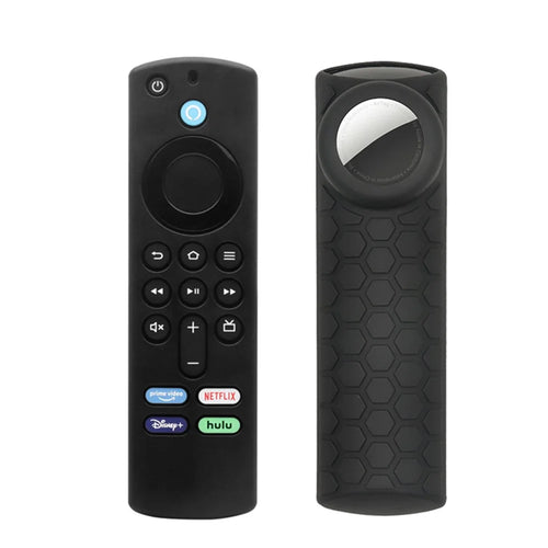 For Amazon Alexa Fire TV Stick (3rd Gen) + AirTag 2-in-1 Anti-Dirt Flexible Silicone Case - Black - 1