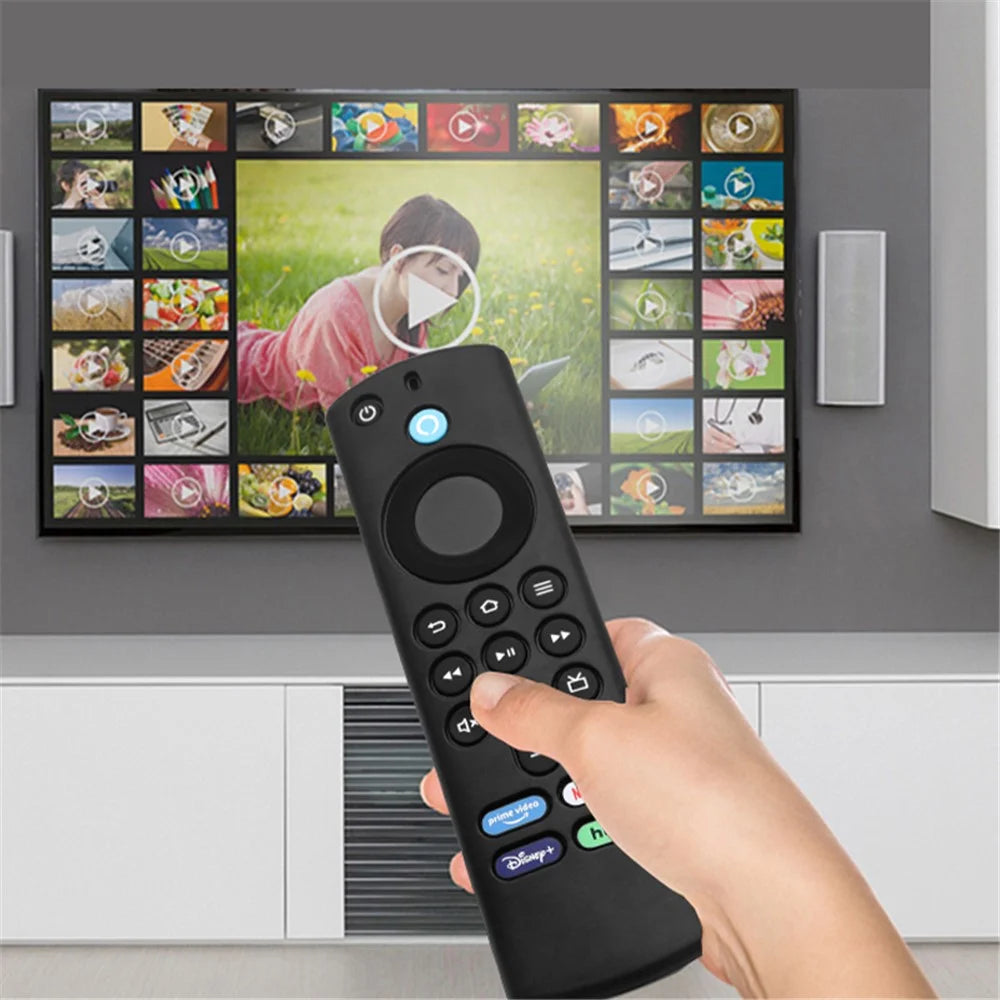 For Amazon Alexa Fire TV Stick (3rd Gen) + AirTag 2-in-1 Anti-Dirt Flexible Silicone Case - Black - 3
