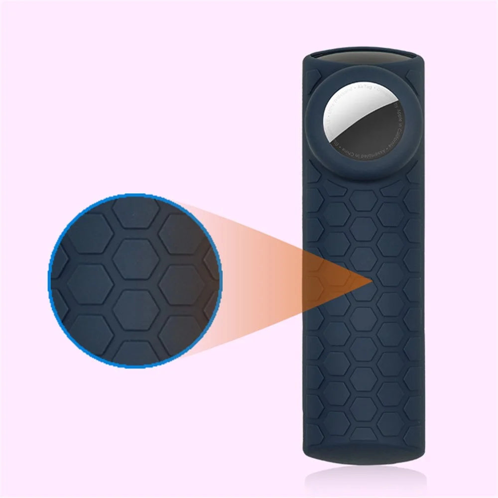 For Amazon Alexa Fire TV Stick (3rd Gen) + AirTag 2-in-1 Anti-Dirt Flexible Silicone Case - Black - 4