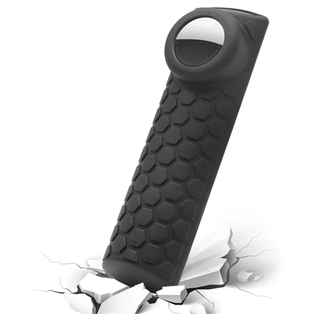 For Amazon Alexa Fire TV Stick (3rd Gen) + AirTag 2-in-1 Anti-Dirt Flexible Silicone Case - Black - 5