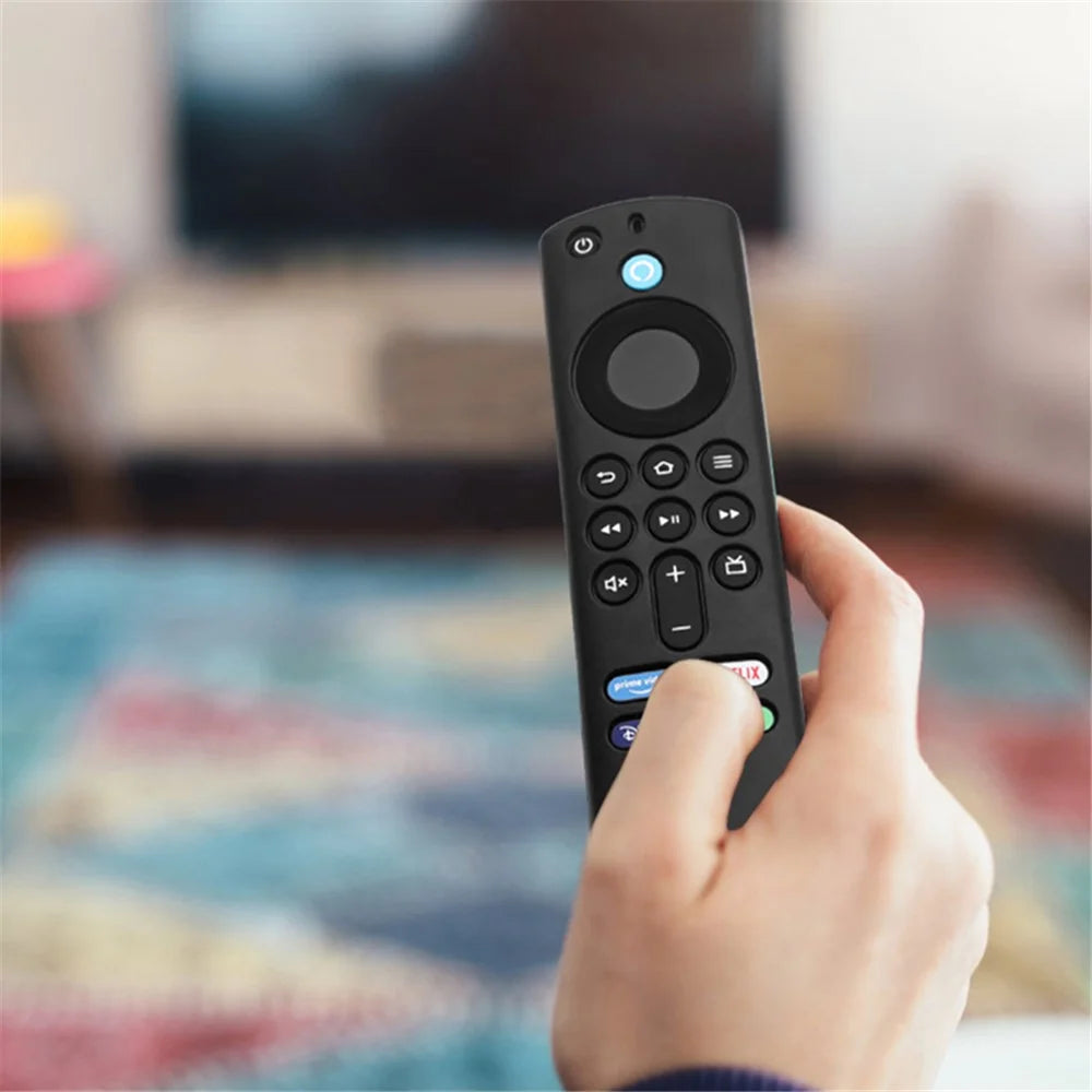 For Amazon Alexa Fire TV Stick (3rd Gen) + AirTag 2-in-1 Anti-Dirt Flexible Silicone Case - Black - 6