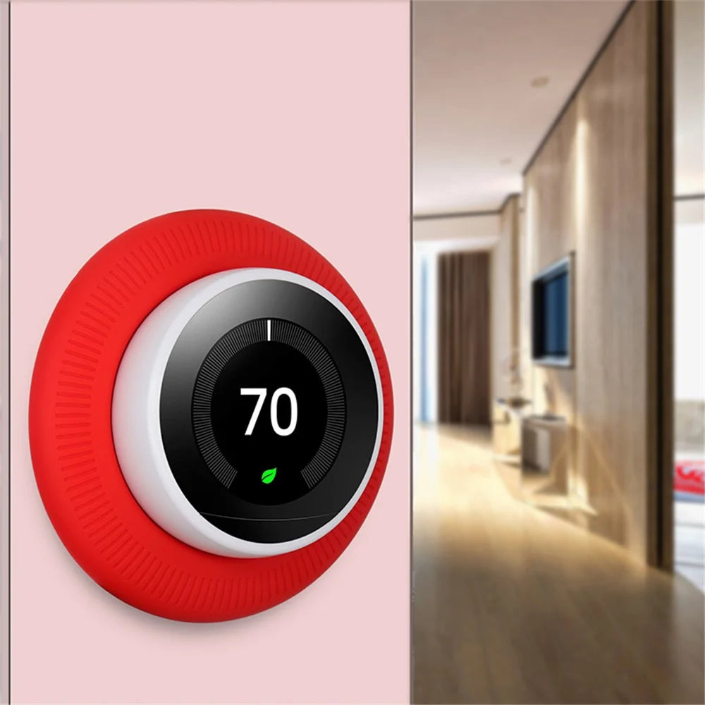 For Nest Learning Thermostat Protector Scratch-resistant Drop-resistant Silicone Case - Red - 2