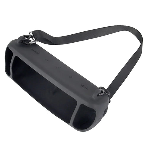 Drop Proof Protective Case for Anker Soundcore Motion+ Soft Silicone Case with Shoulder Strap - Black - 1
