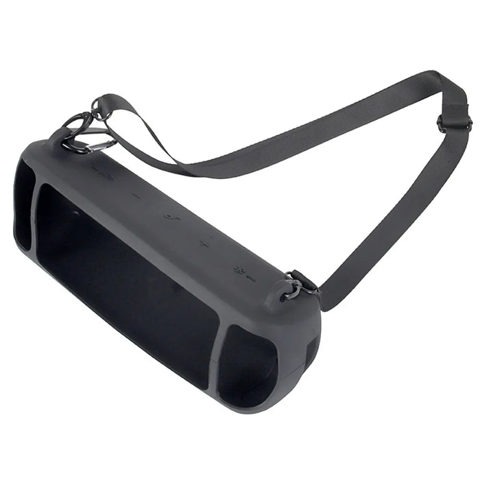 Drop Proof Protective Case for Anker Soundcore Motion+ Soft Silicone Case with Shoulder Strap - Black - 2