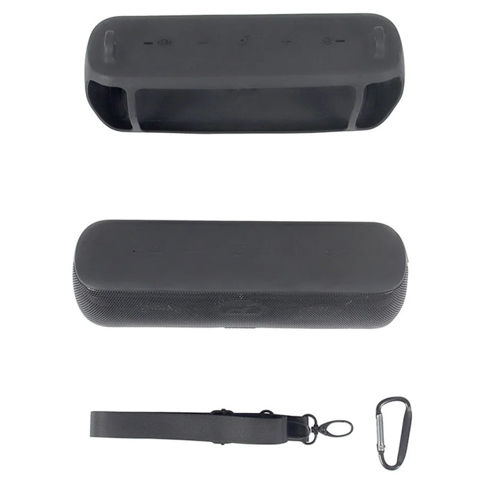 Drop Proof Protective Case for Anker Soundcore Motion+ Soft Silicone Case with Shoulder Strap - Black - 3