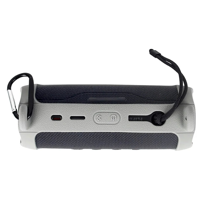 For JBL Flip 6 Silicone Carrying Case Bluetooth-compatible Speaker Protective Cover with Shoulder Strap and Carabiner - Grey - 5