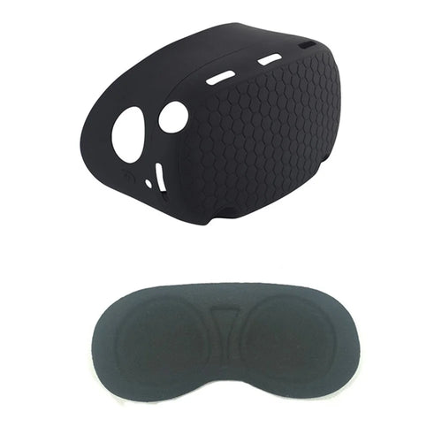 For Oculus Quest 2 VR Headset Silicone Protective Cover Skin Case with Eye Mask - Black - 1