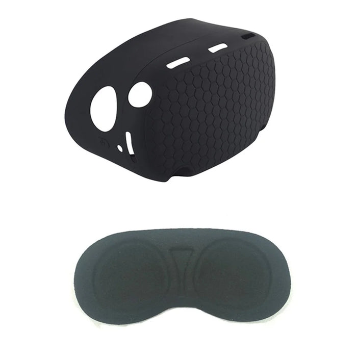 For Oculus Quest 2 VR Headset Silicone Protective Cover Skin Case with Eye Mask - Black - 1