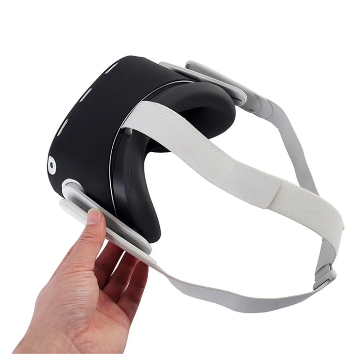 For Oculus Quest 2 VR Headset Silicone Protective Cover Skin Case with Eye Mask - Black - 3